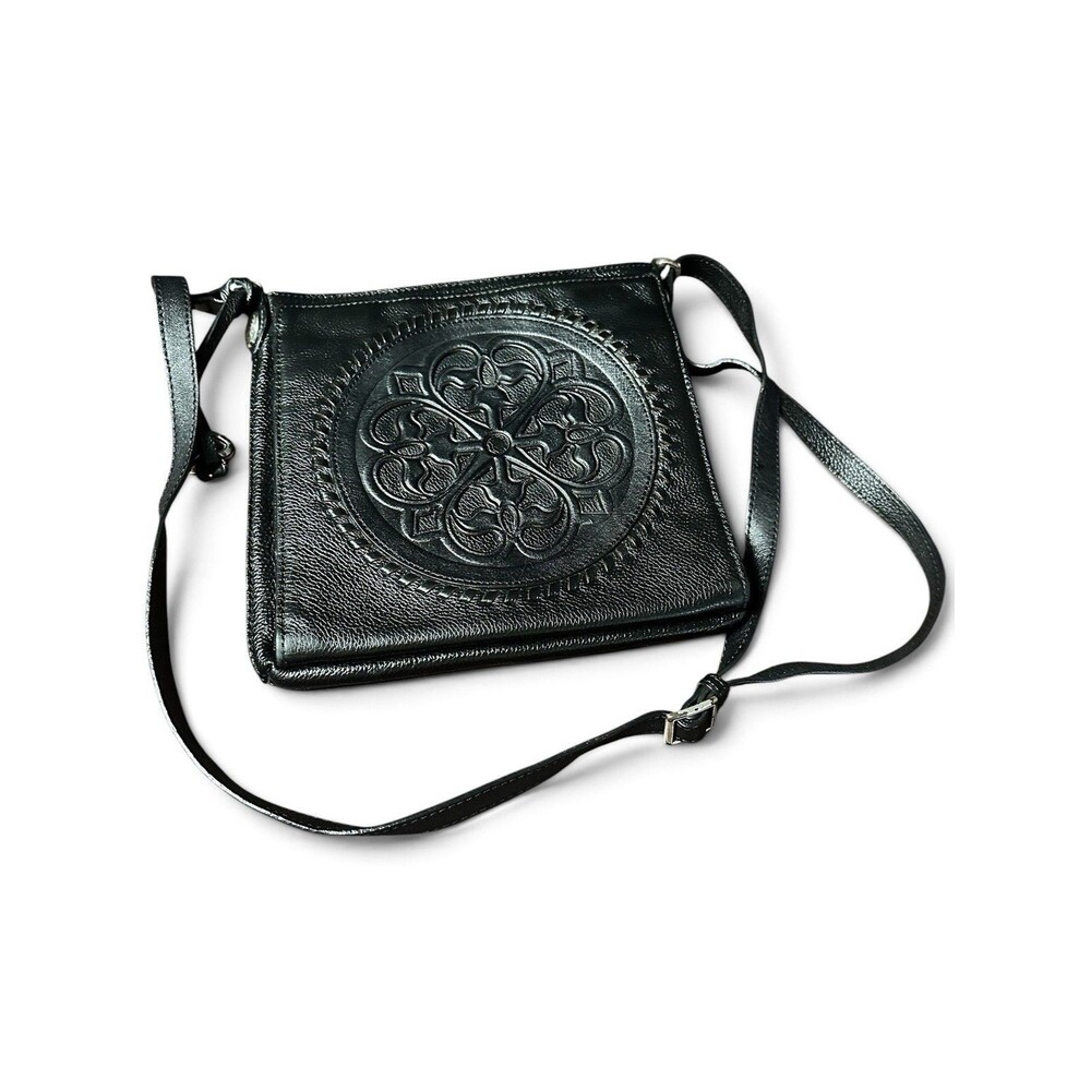 Brighton Ferrara Black Medallion Magnetic Close Hidden Organizer Crossbody
